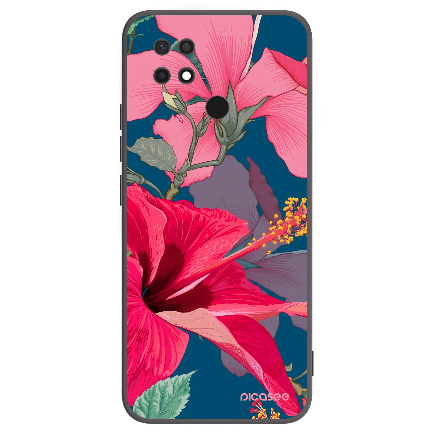 Picasee silikonový černý obal pro Xiaomi Redmi 10C - Hibiscus