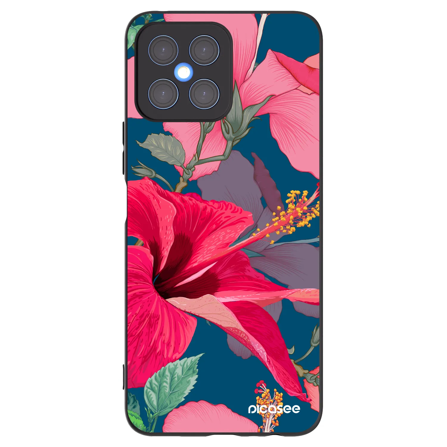 Picasee silikonový černý obal pro Honor X8 4G - Hibiscus