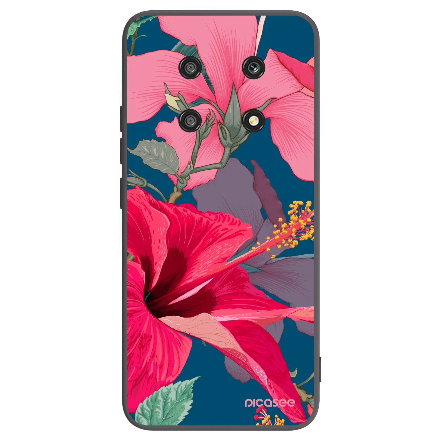 Picasee silikonový černý obal pro Honor Magic4 Lite 5G - Hibiscus