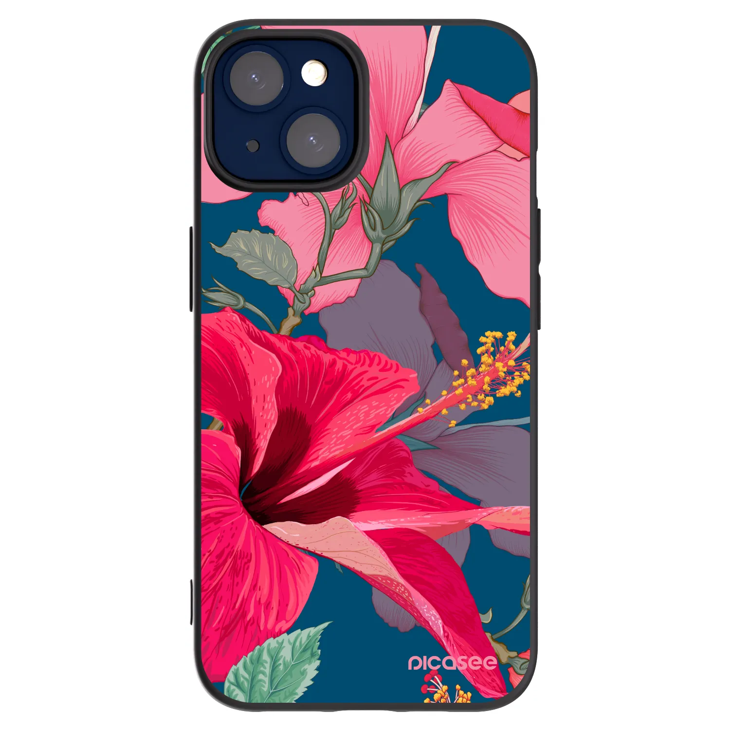 Picasee silikonový černý obal pro Apple iPhone 14 - Hibiscus