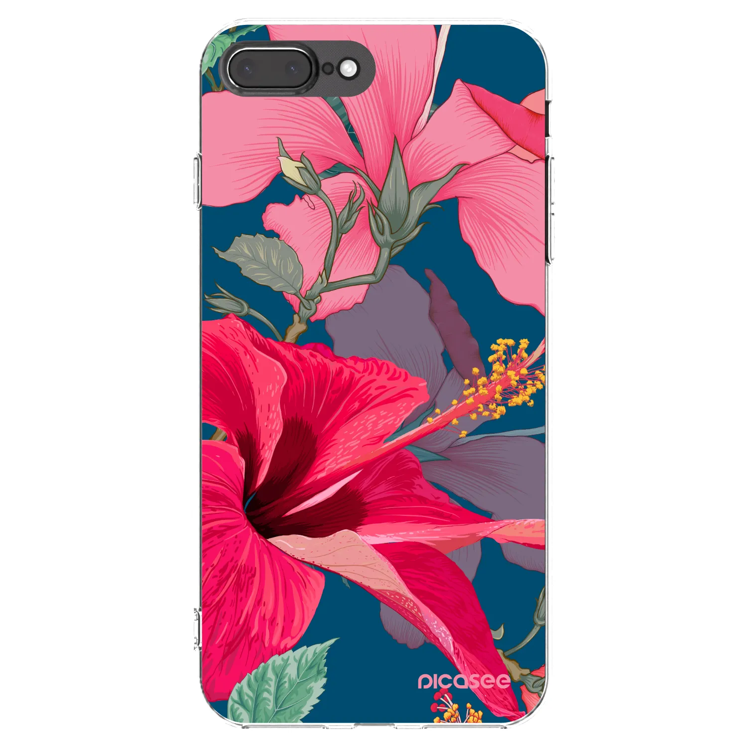Picasee silikonový průhledný obal pro Apple iPhone 8 Plus - Hibiscus