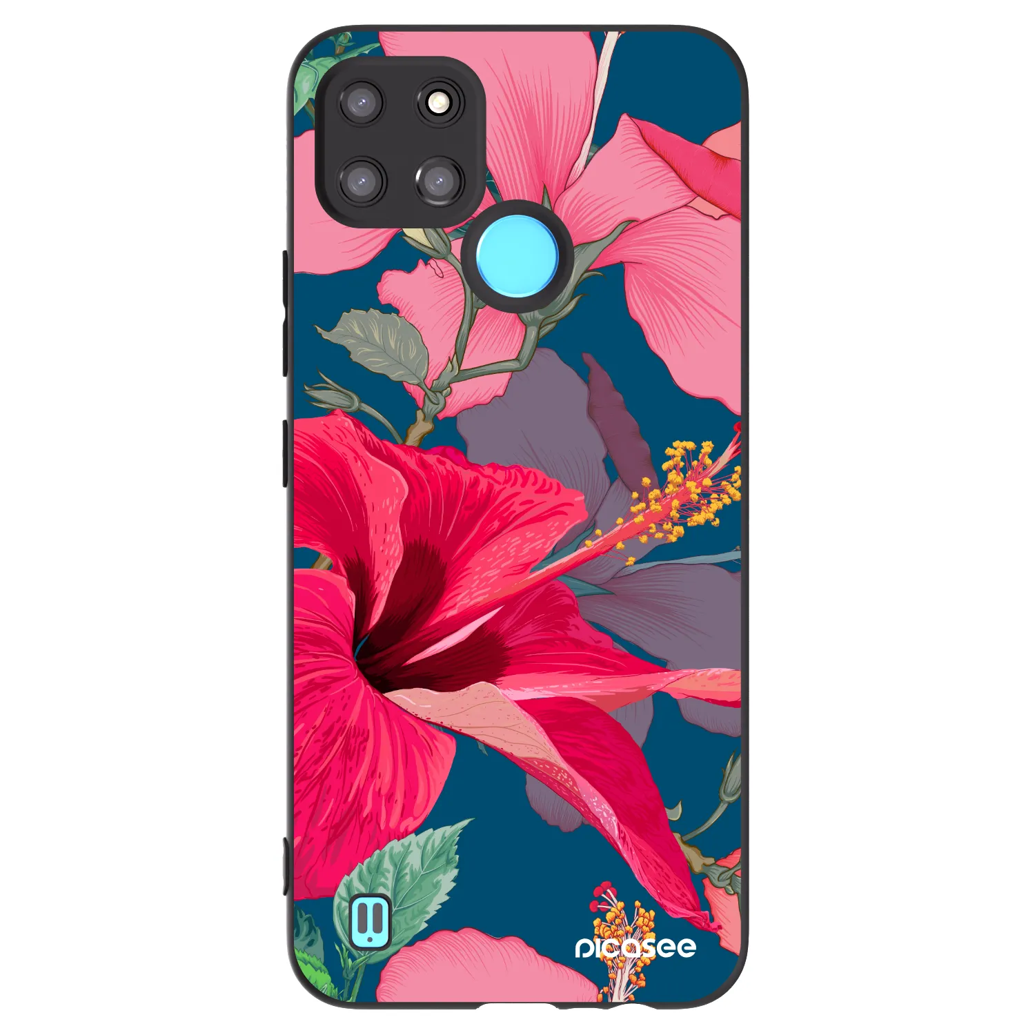 Picasee silikonový černý obal pro Realme C21Y - Hibiscus