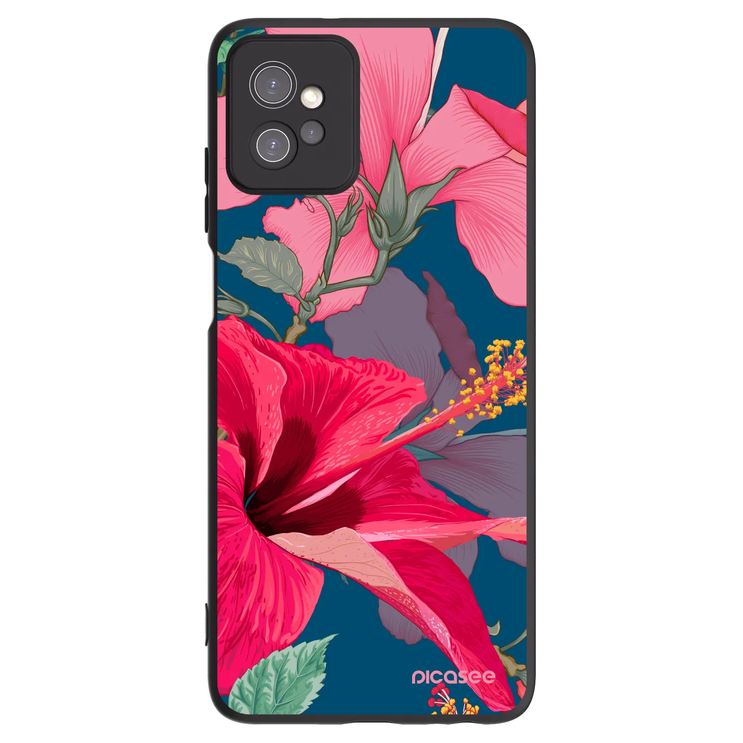 Picasee silikonový černý obal pro Motorola Moto G32 - Hibiscus