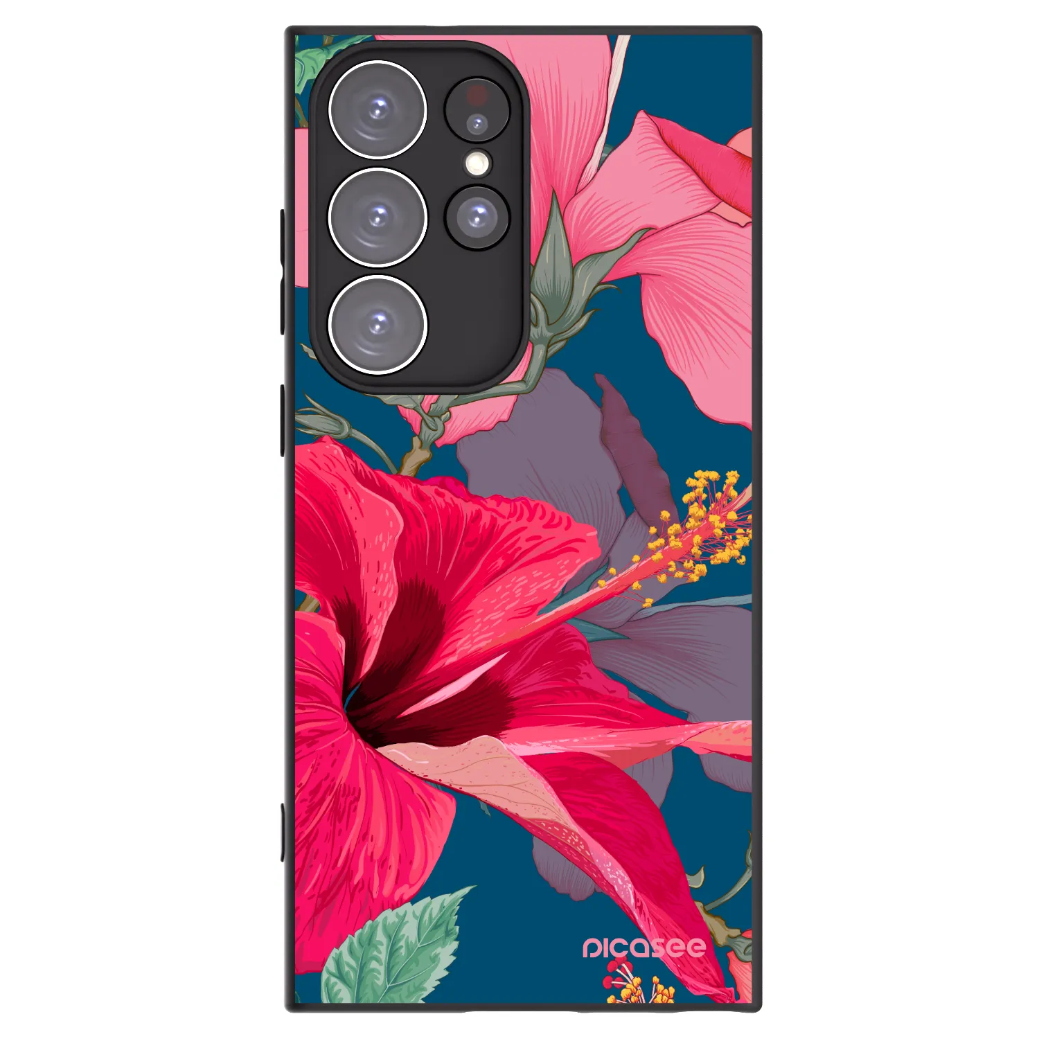 Picasee silikonový černý obal pro Samsung Galaxy S23 Ultra 5G - Hibiscus