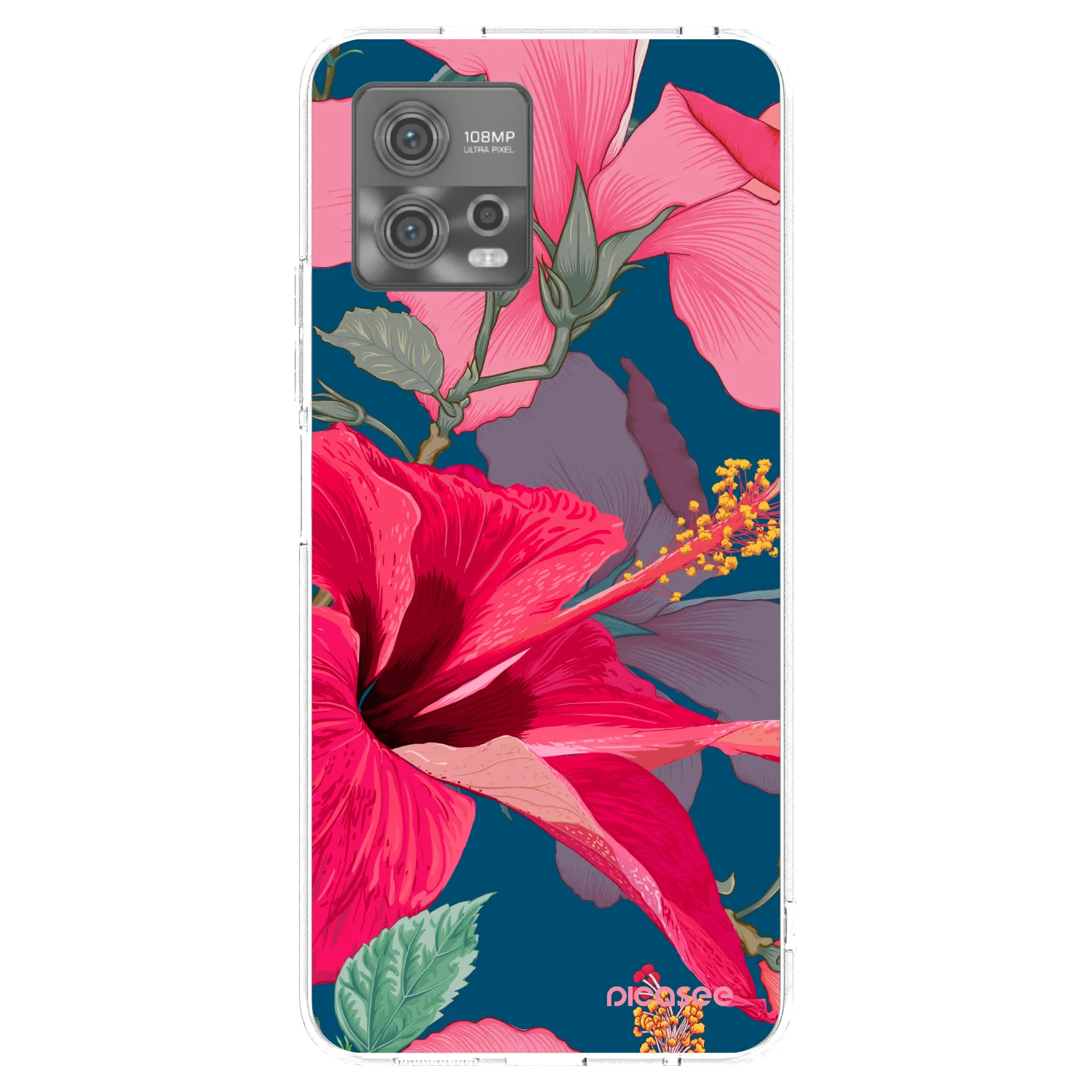 Picasee silikonový průhledný obal pro Motorola Moto G72 - Hibiscus