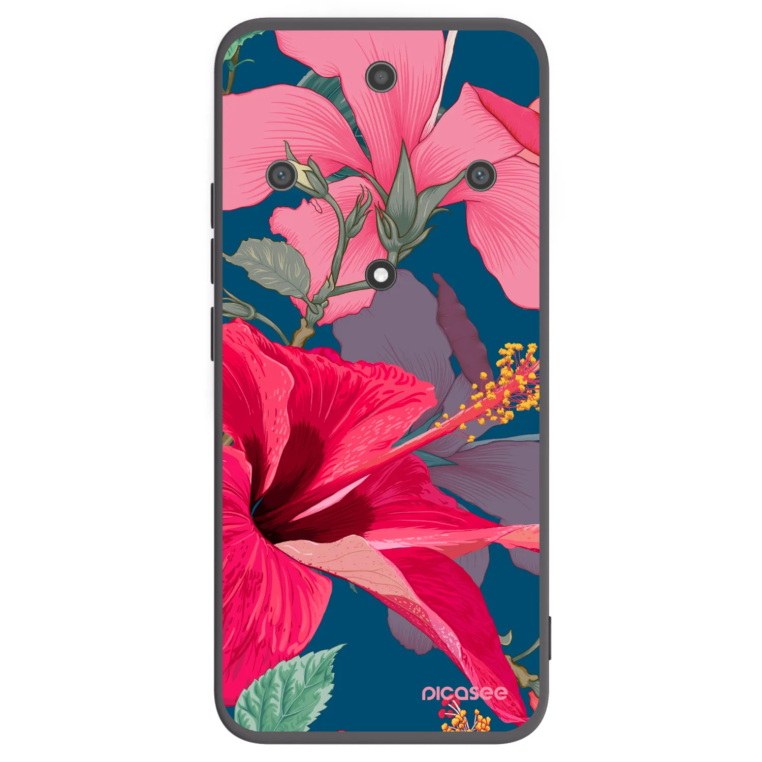 Picasee silikonový černý obal pro Honor Magic5 Lite 5G - Hibiscus