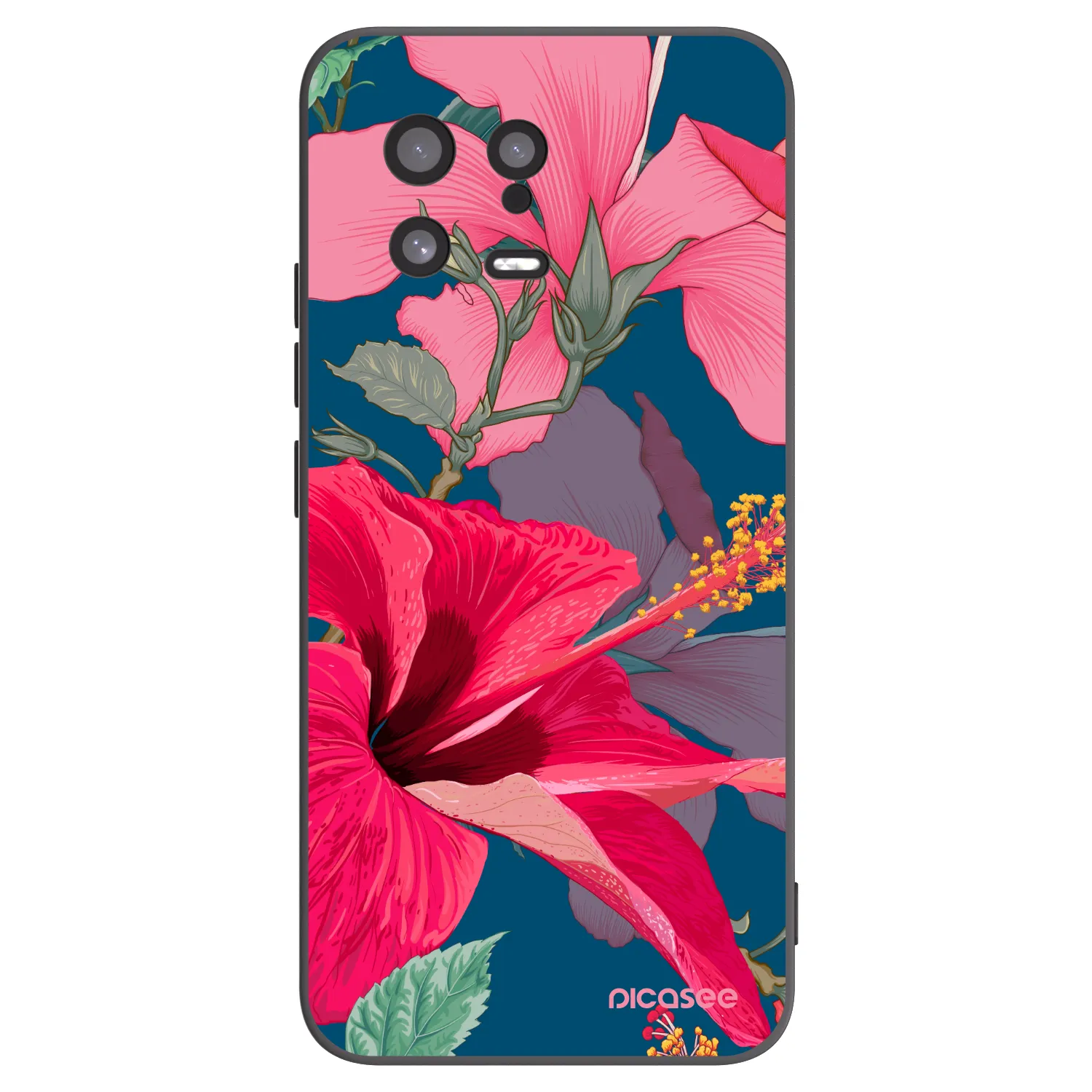 Picasee silikonový černý obal pro Xiaomi 13 - Hibiscus