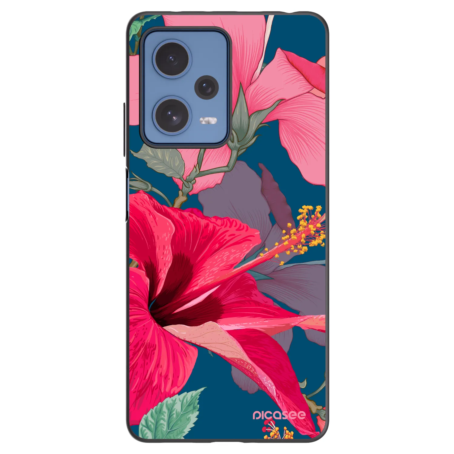 Picasee silikonový černý obal pro Xiaomi Redmi Note 12 Pro 5G - Hibiscus