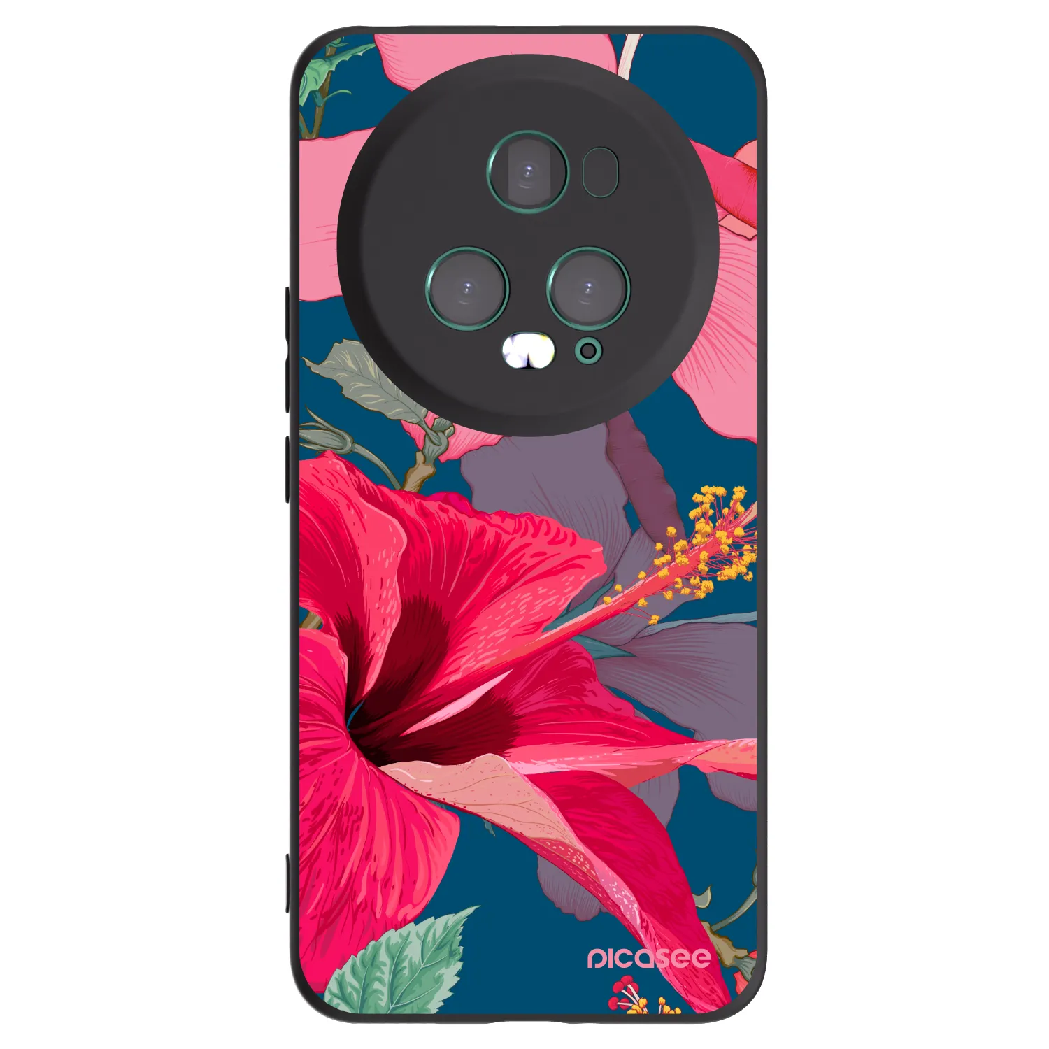 Picasee silikonový černý obal pro Honor Magic5 Pro - Hibiscus