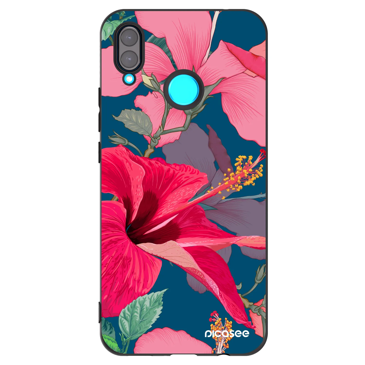 Picasee silikonový černý obal pro Huawei Nova 3i - Hibiscus