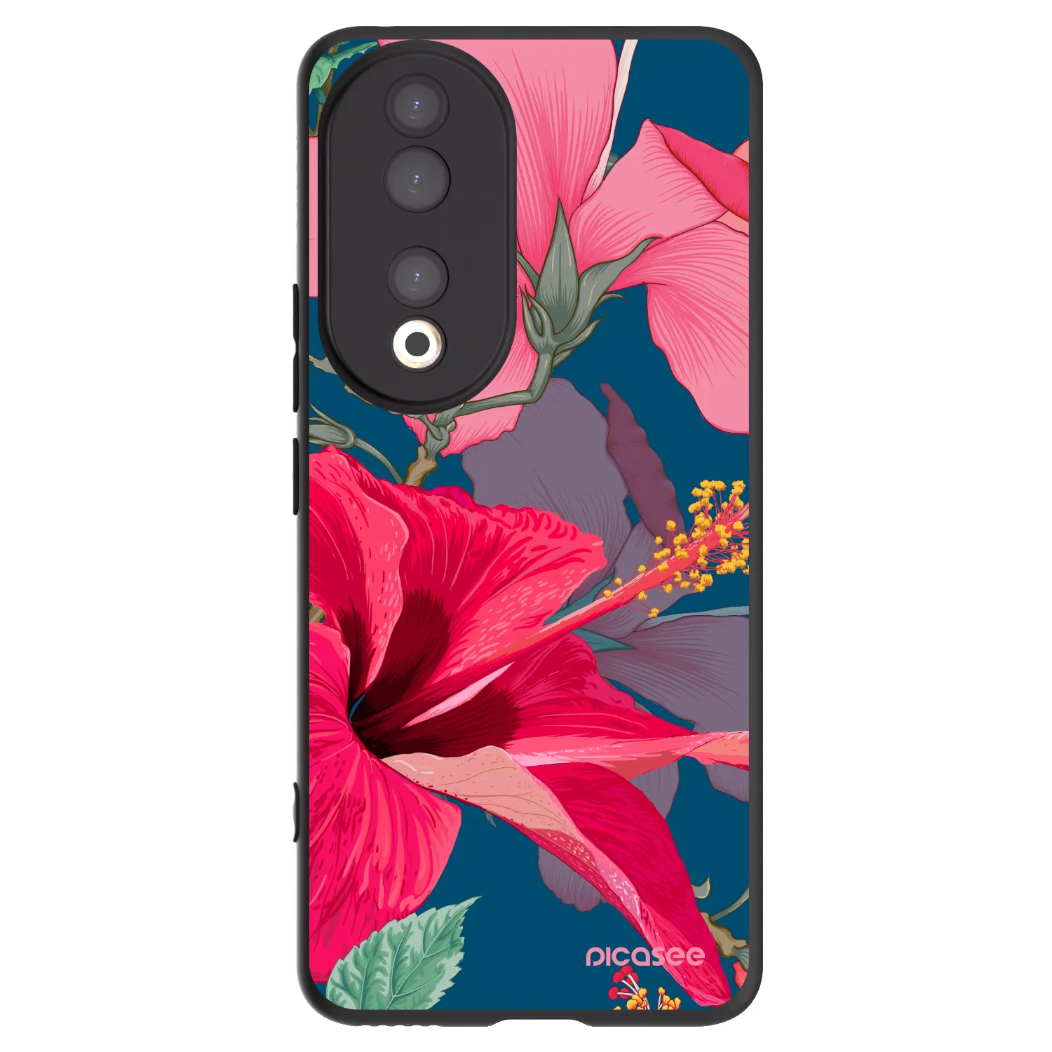 Picasee silikonový černý obal pro Honor 90 5G - Hibiscus