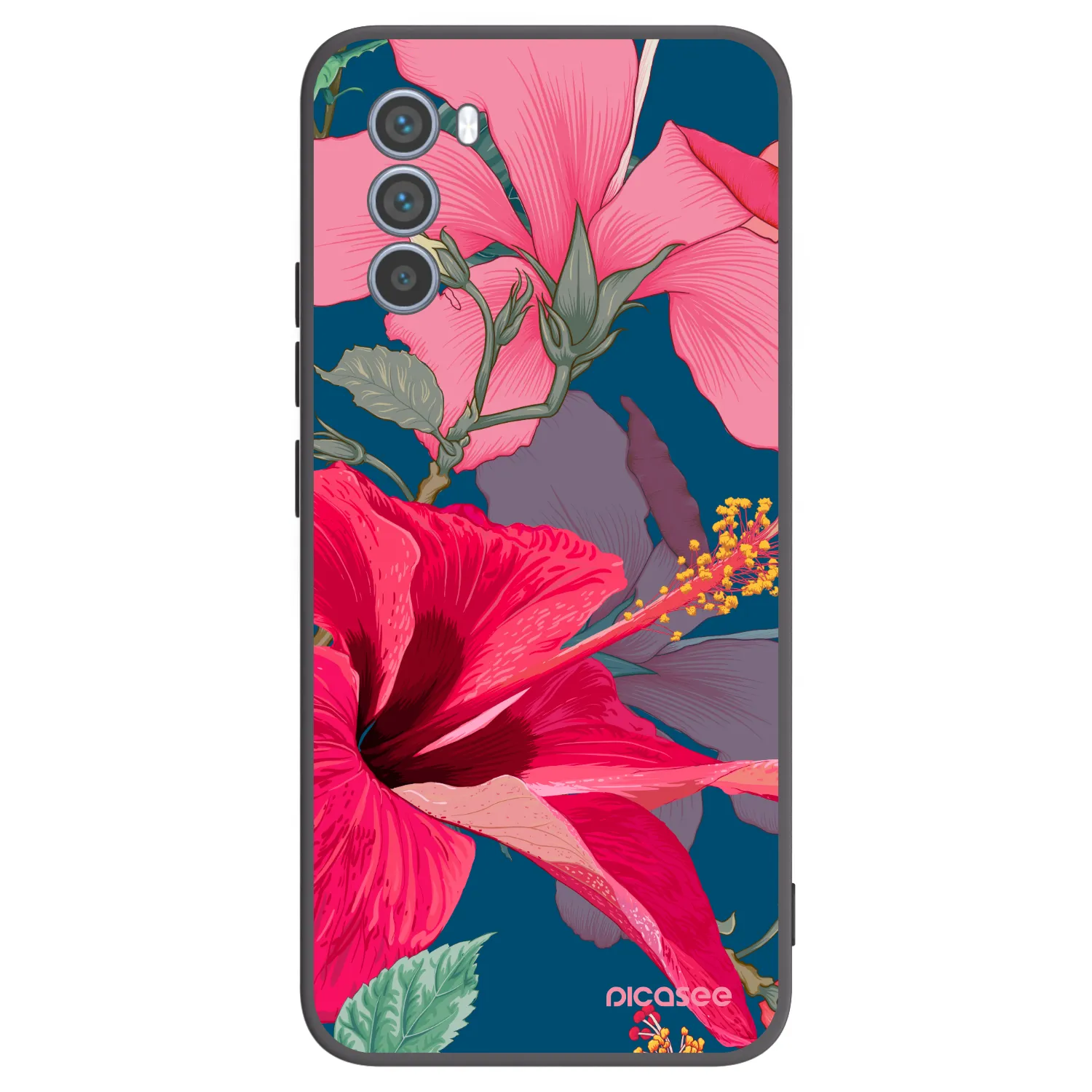 Picasee silikonový černý obal pro Motorola Moto G62 - Hibiscus