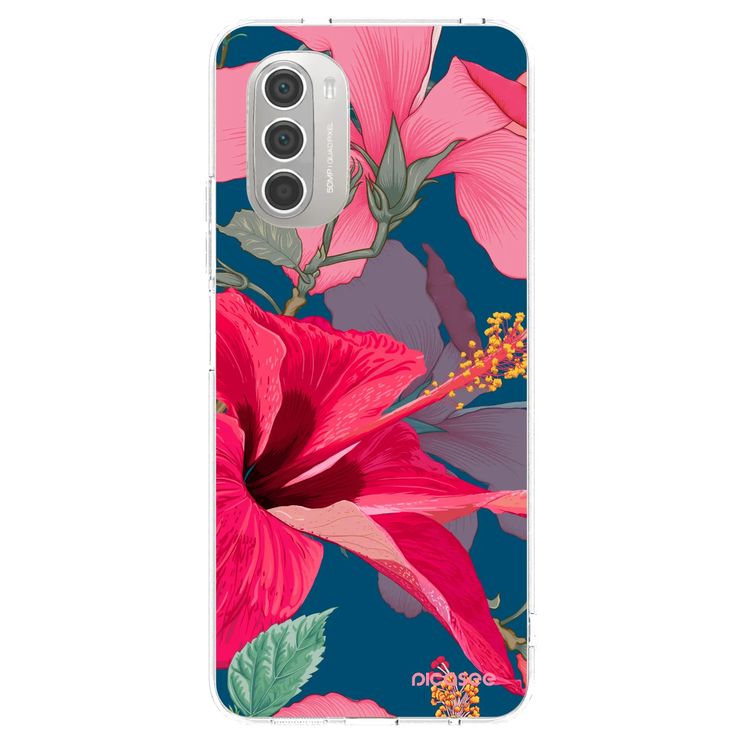 Picasee silikonový průhledný obal pro Motorola Moto G51 - Hibiscus