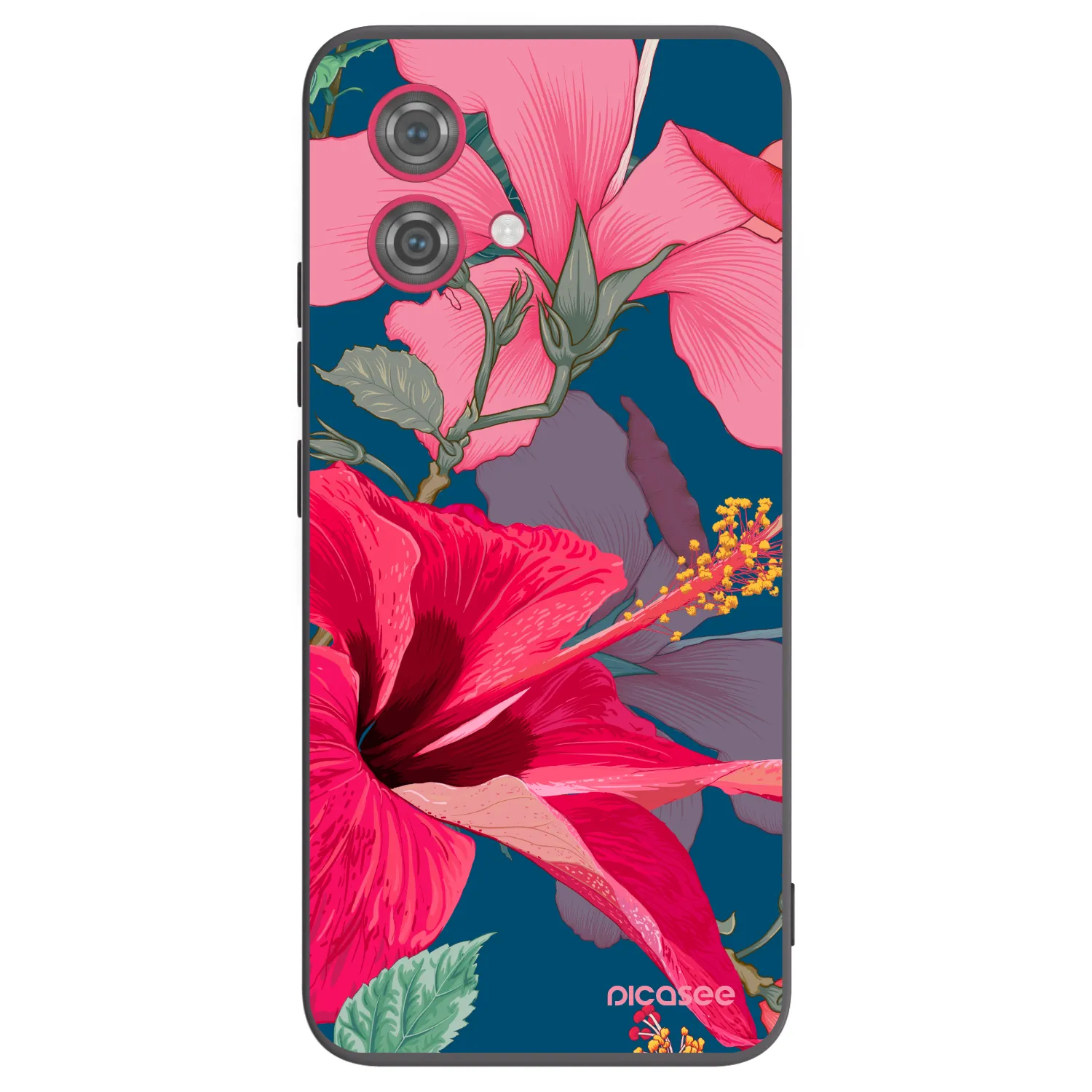 Picasee silikonový černý obal pro Motorola Moto G84 5G - Hibiscus