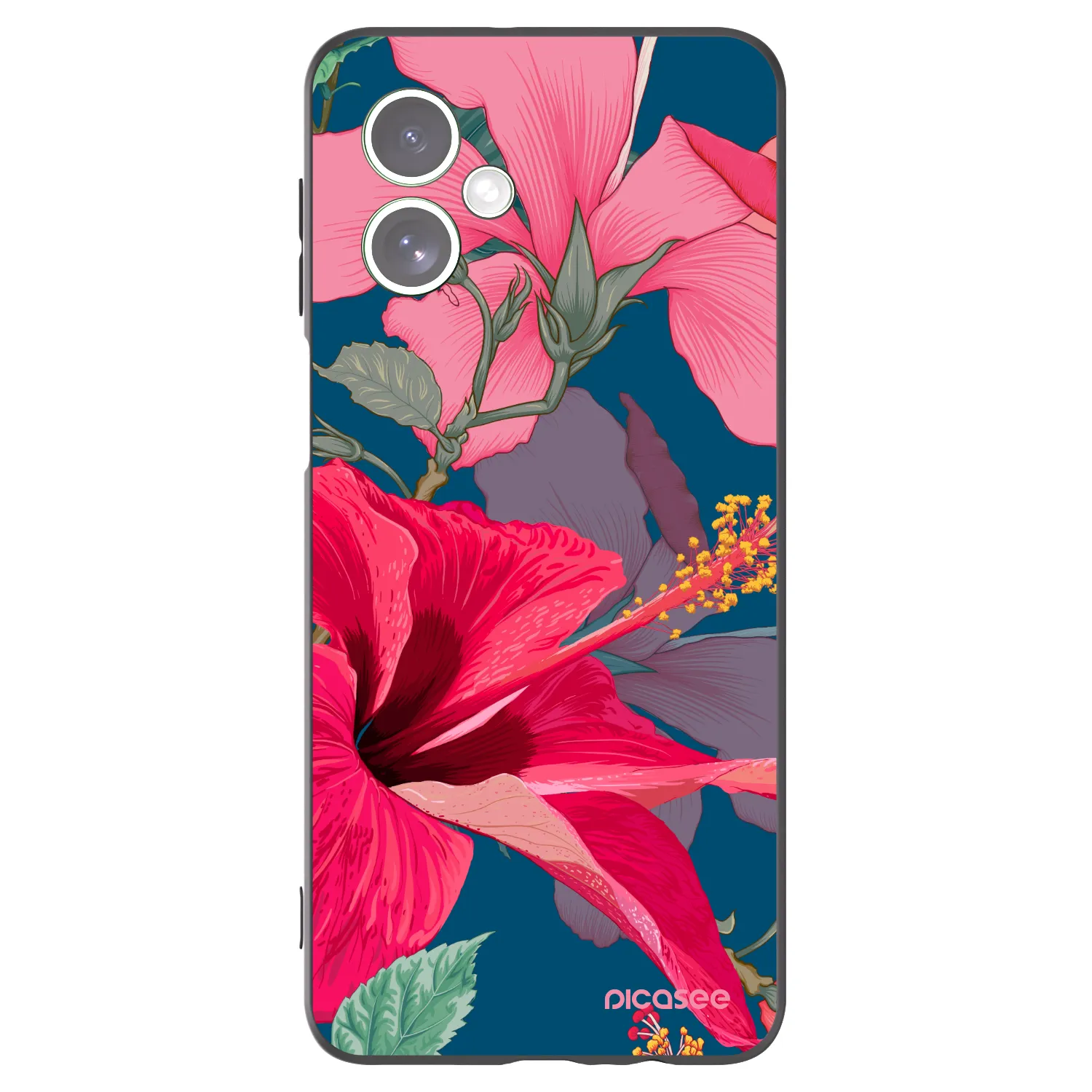 Picasee silikonový černý obal pro Motorola Moto G54 5G - Hibiscus