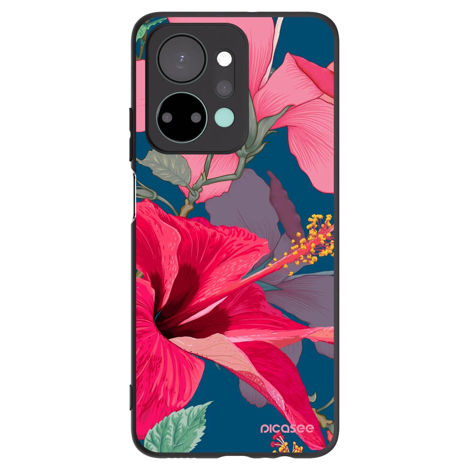 Picasee silikonový černý obal pro Honor X7a - Hibiscus