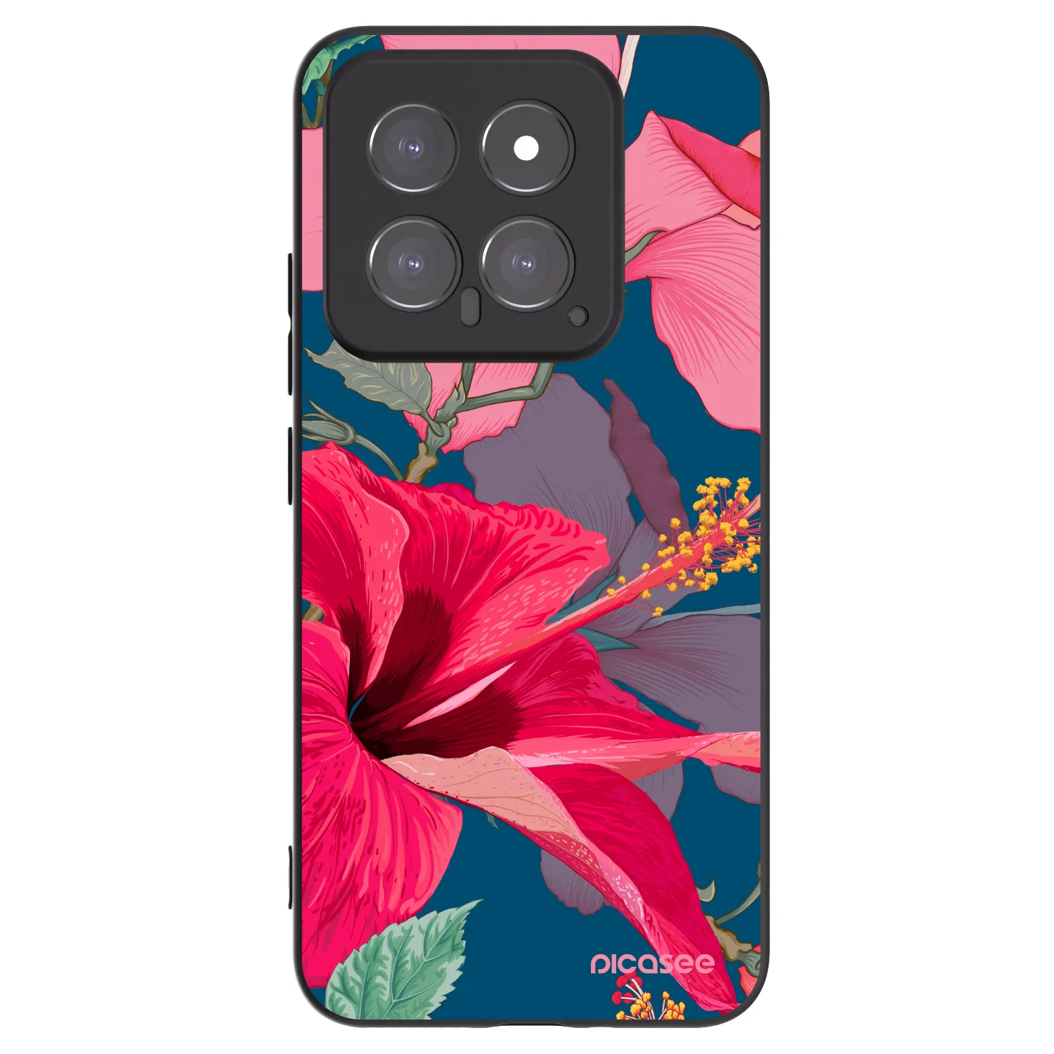 Picasee silikonový černý obal pro Xiaomi 14 - Hibiscus