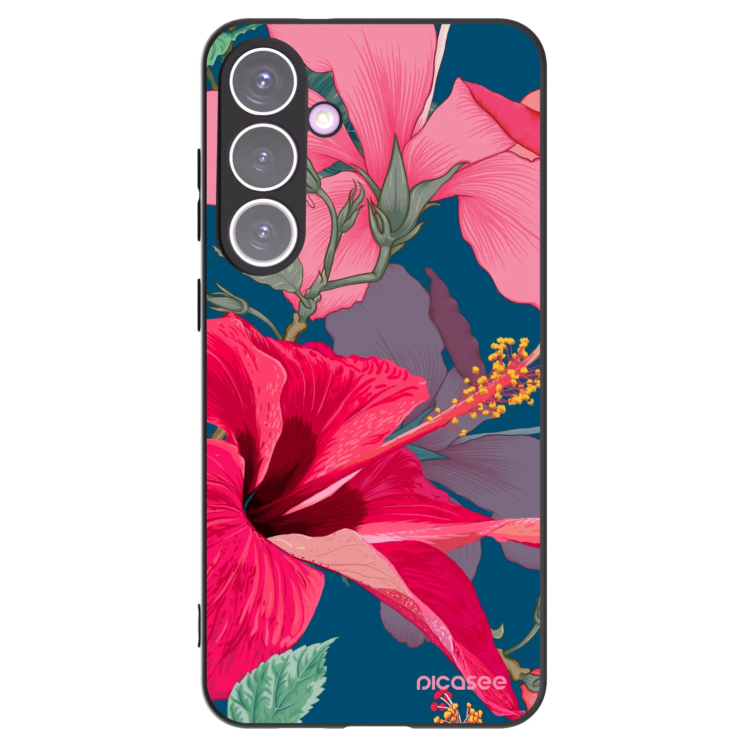 Picasee silikonový černý obal pro Samsung Galaxy S24+ S926B 5G - Hibiscus