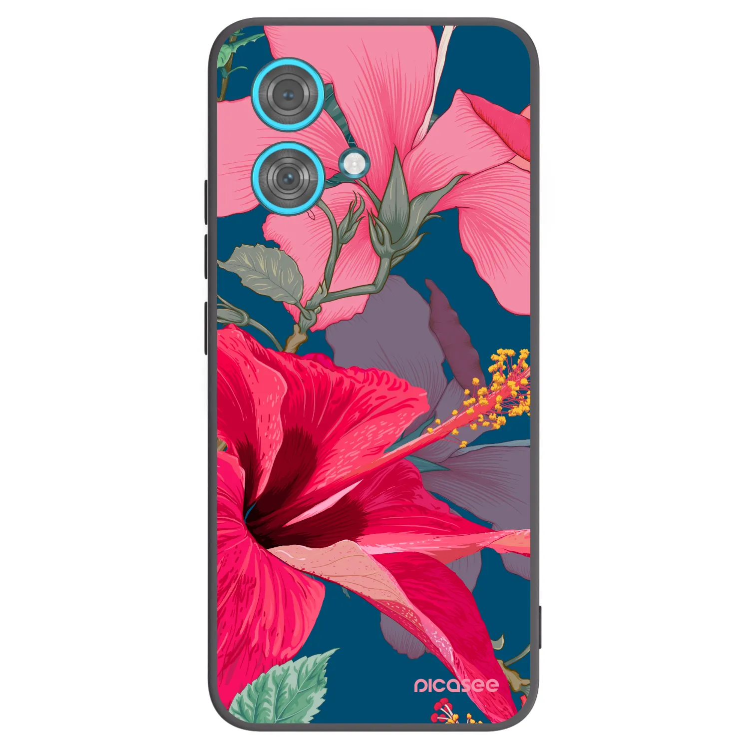 Picasee silikonový černý obal pro Motorola Edge 40 Neo - Hibiscus
