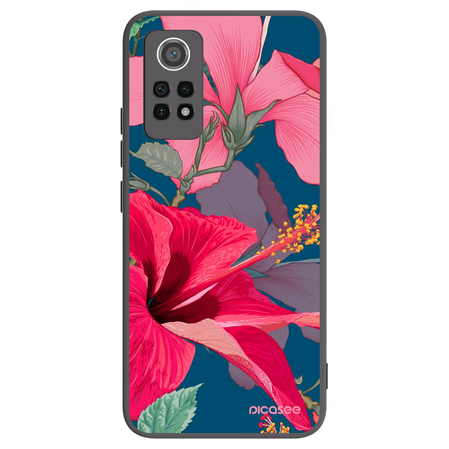 Picasee silikonový černý obal pro Xiaomi Redmi Note 12 Pro 4G - Hibiscus