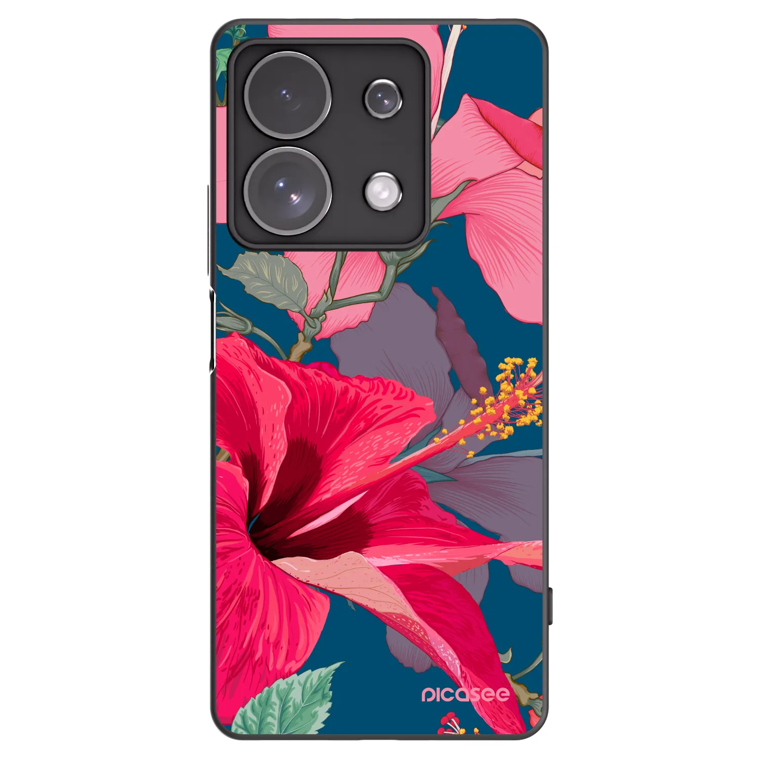Picasee silikonový černý obal pro Xiaomi Redmi Note 13 Pro 4G - Hibiscus