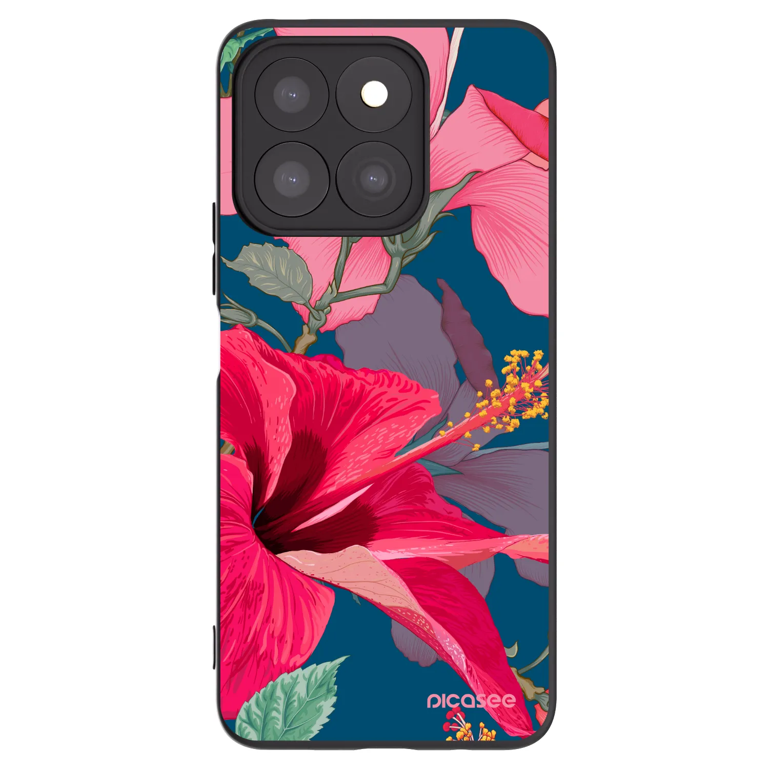Picasee silikonový černý obal pro Honor X8b - Hibiscus