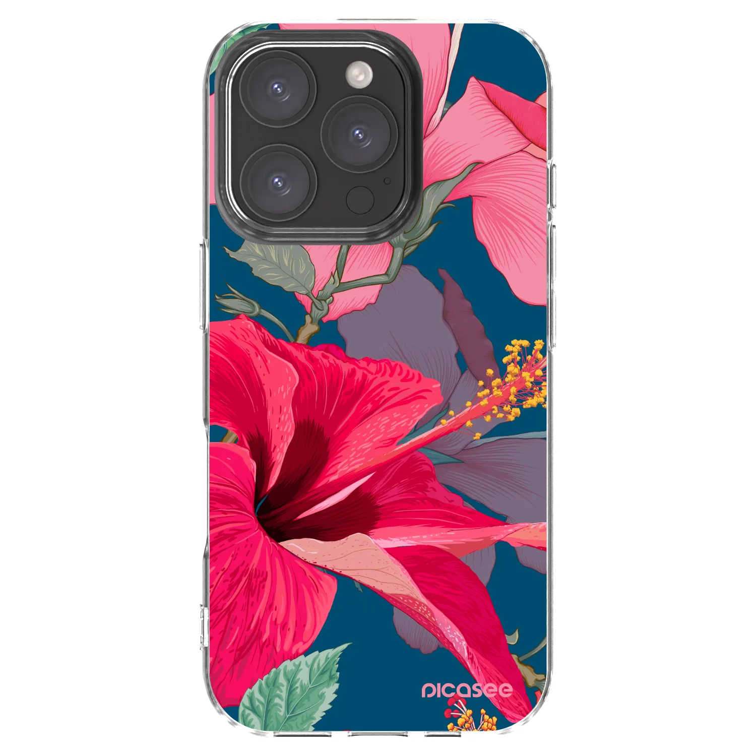 Picasee silikonový průhledný obal pro Apple iPhone 16 Pro - Hibiscus