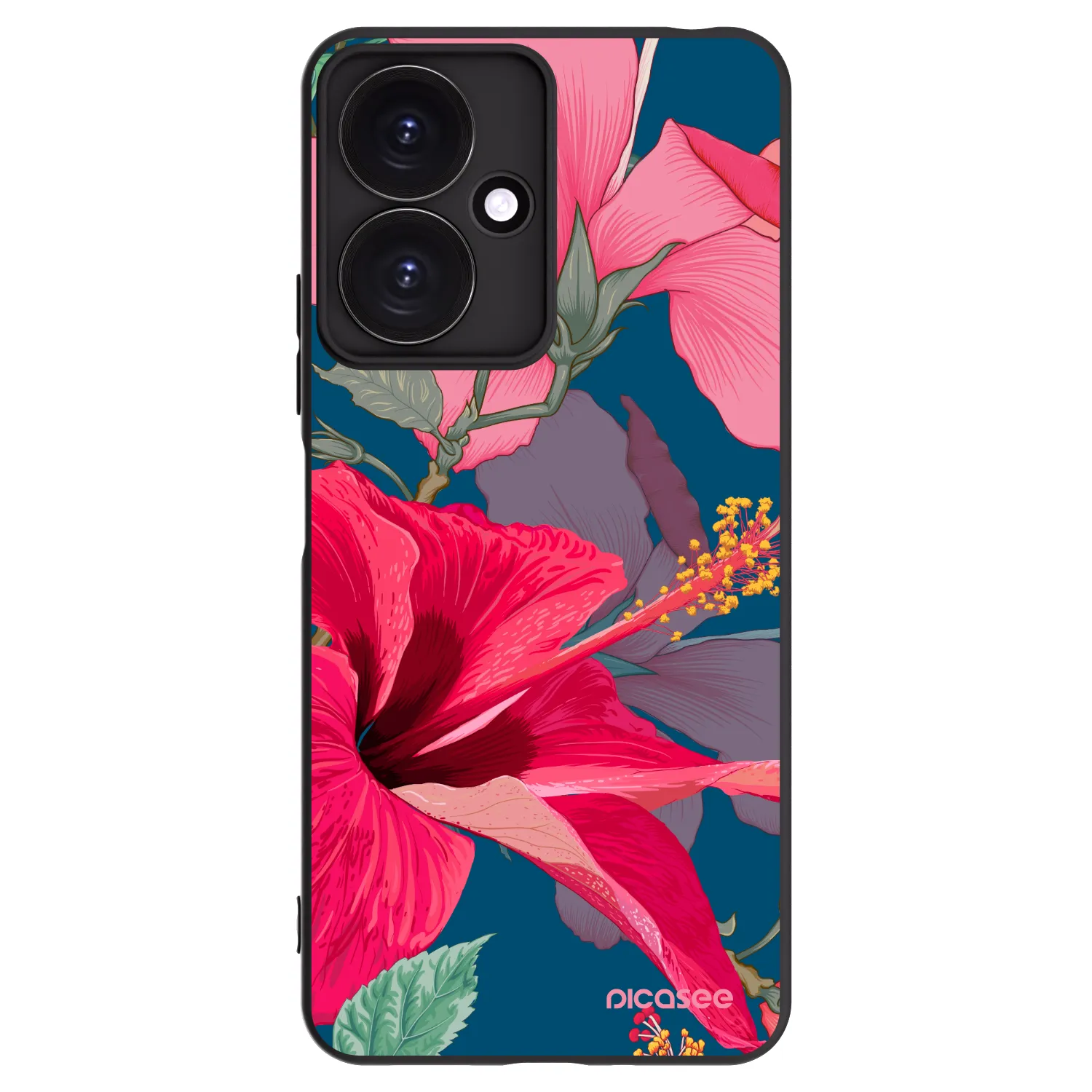 Picasee silikonový černý obal pro Xiaomi Redmi 13C 5G - Hibiscus
