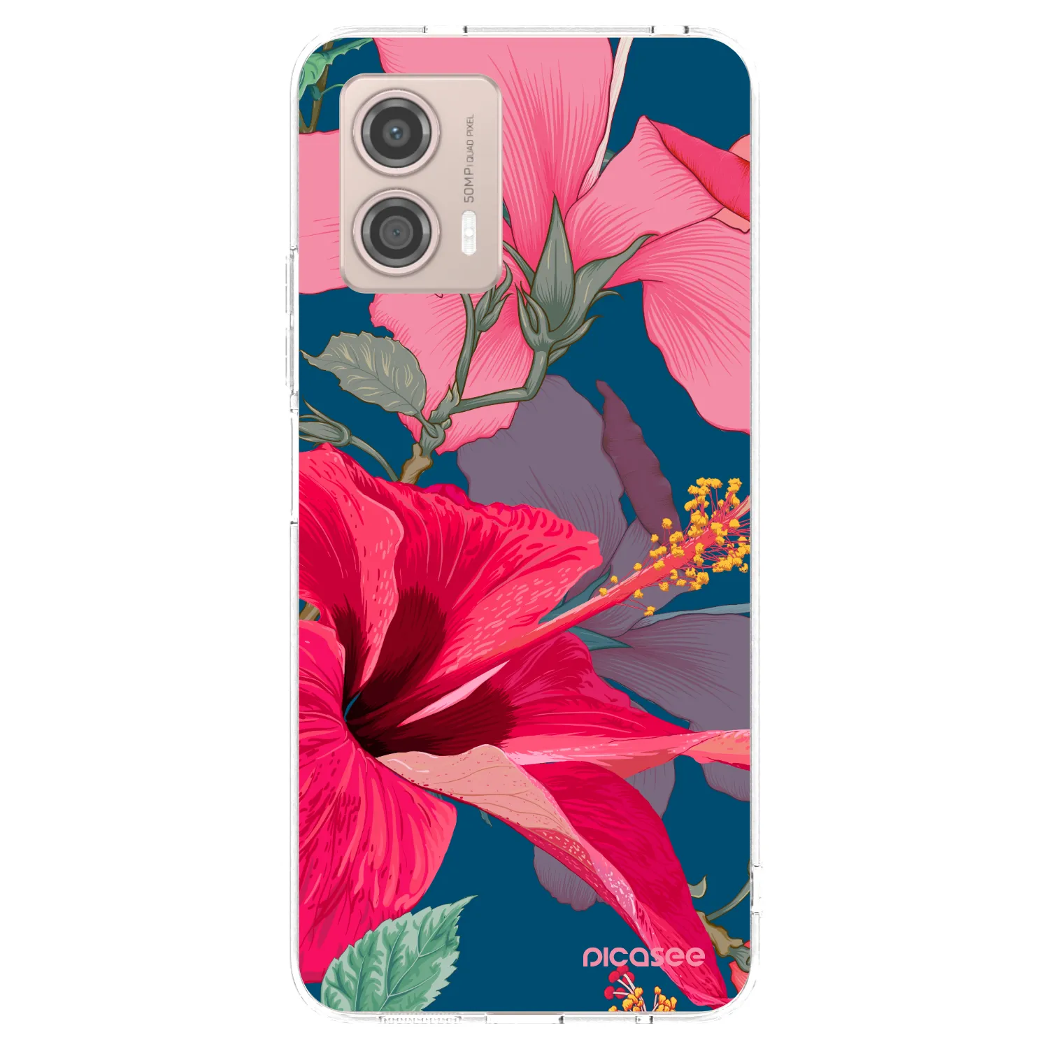 Picasee silikonový průhledný obal pro Motorola Moto G53 5G - Hibiscus