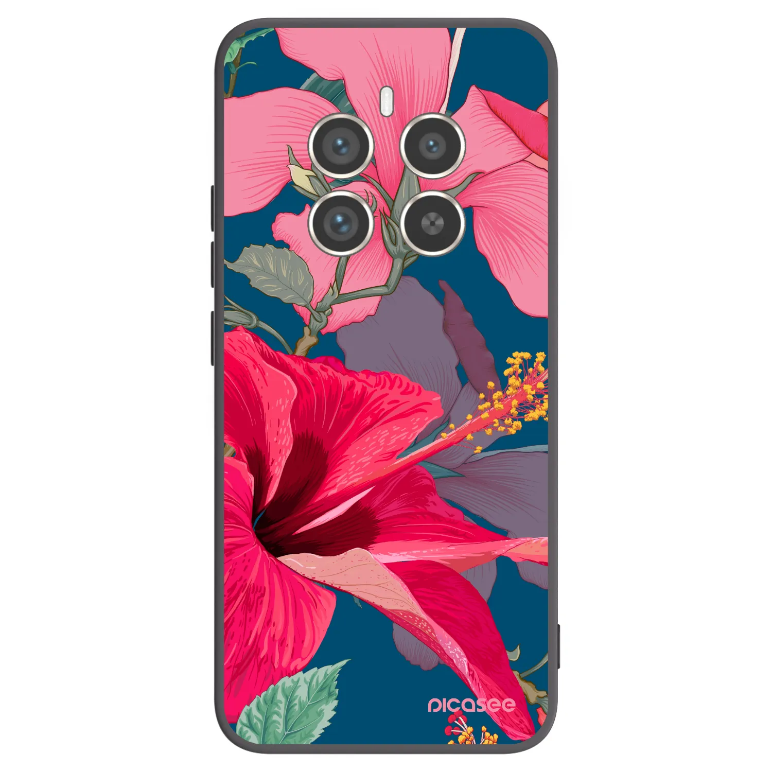 Picasee silikonový černý obal pro Realme 12 Pro 5G - Hibiscus