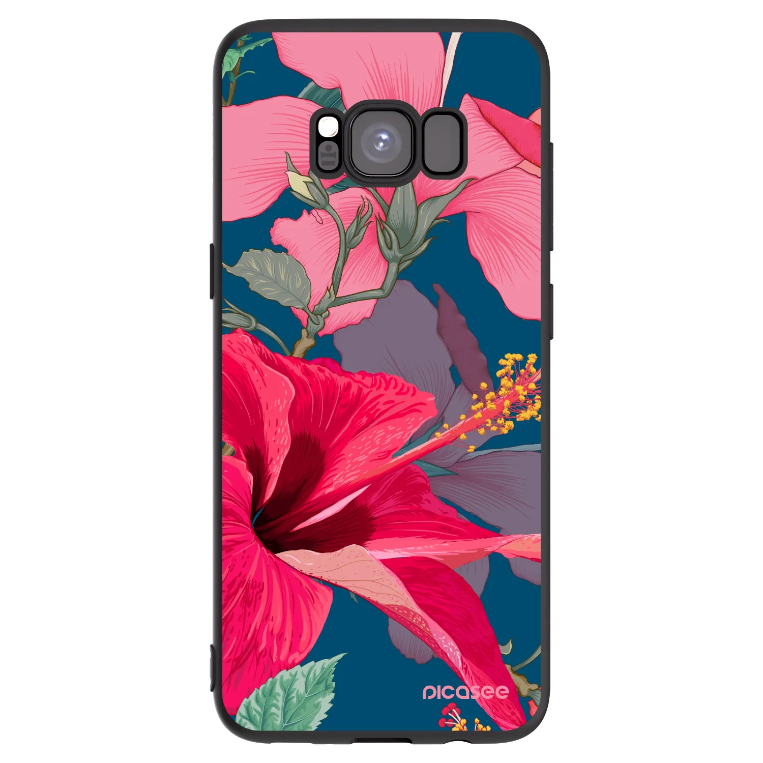 Picasee silikonový černý obal pro Samsung Galaxy S8 G950F - Hibiscus