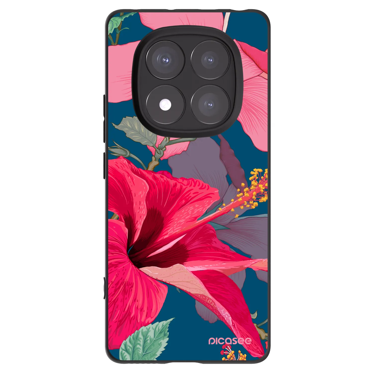 Picasee silikonový černý obal pro Xiaomi Redmi Note 14 Pro+ 5G - Hibiscus