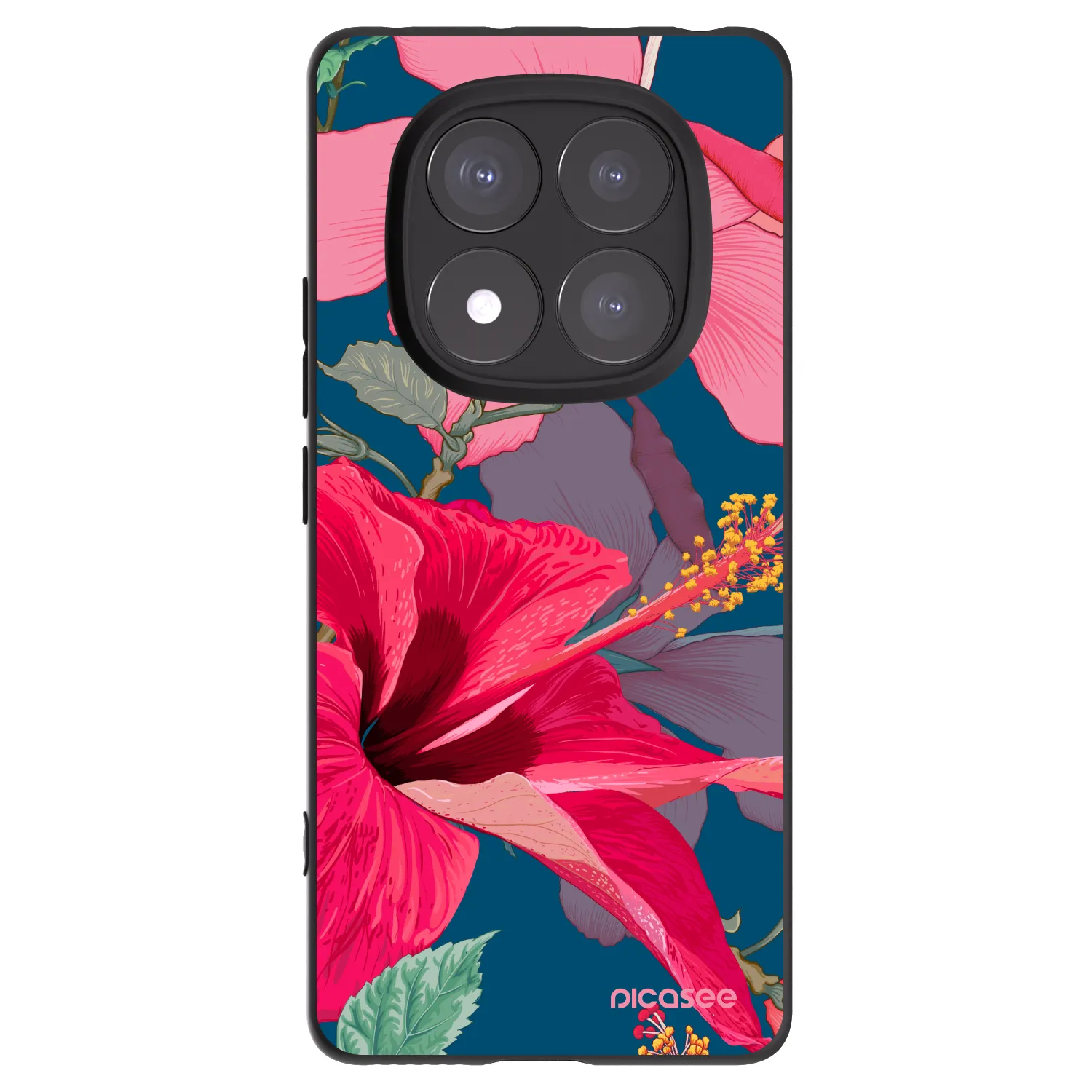 Picasee silikonový černý obal pro Xiaomi Redmi Note 14 Pro 5G - Hibiscus