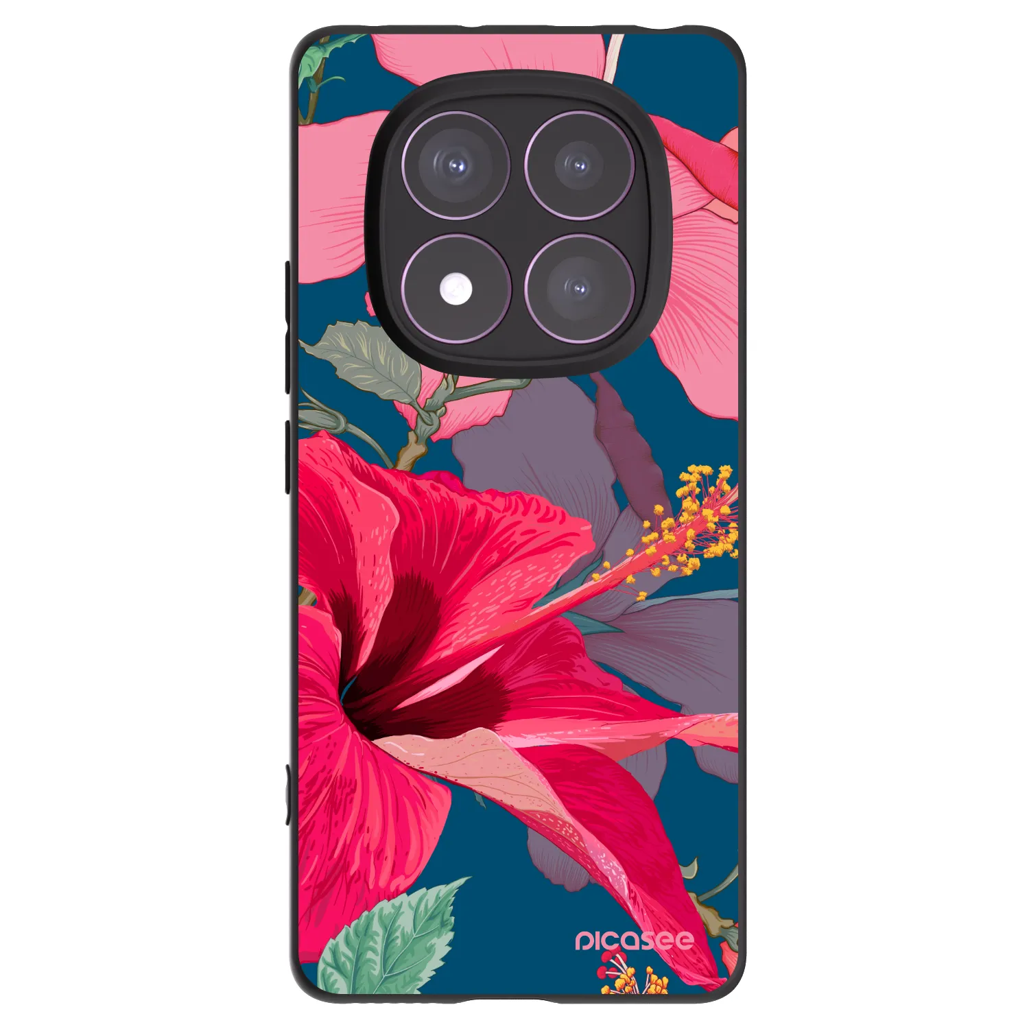 Picasee silikonový černý obal pro Xiaomi Redmi Note 14 Pro 4G - Hibiscus