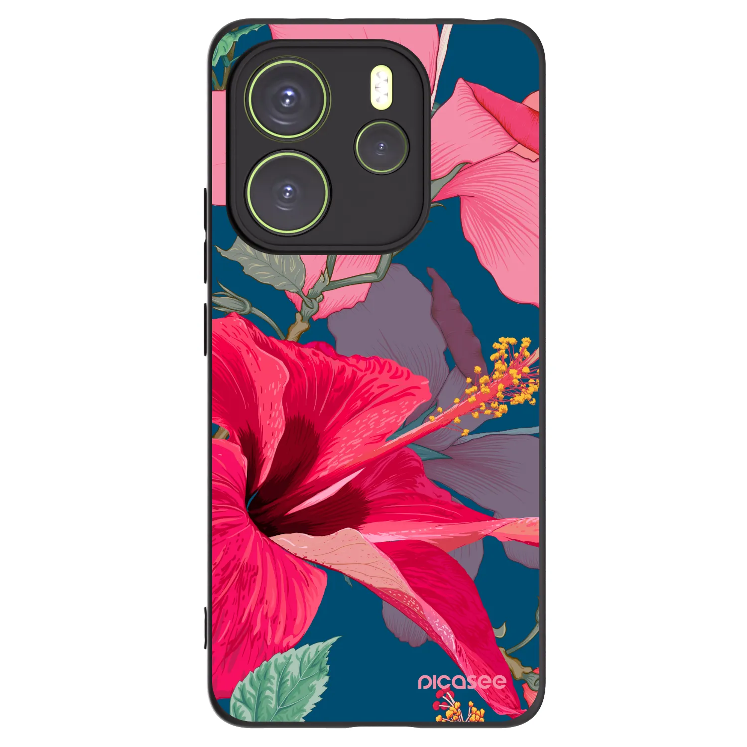 Picasee silikonový černý obal pro Xiaomi Redmi Note 14 4G - Hibiscus