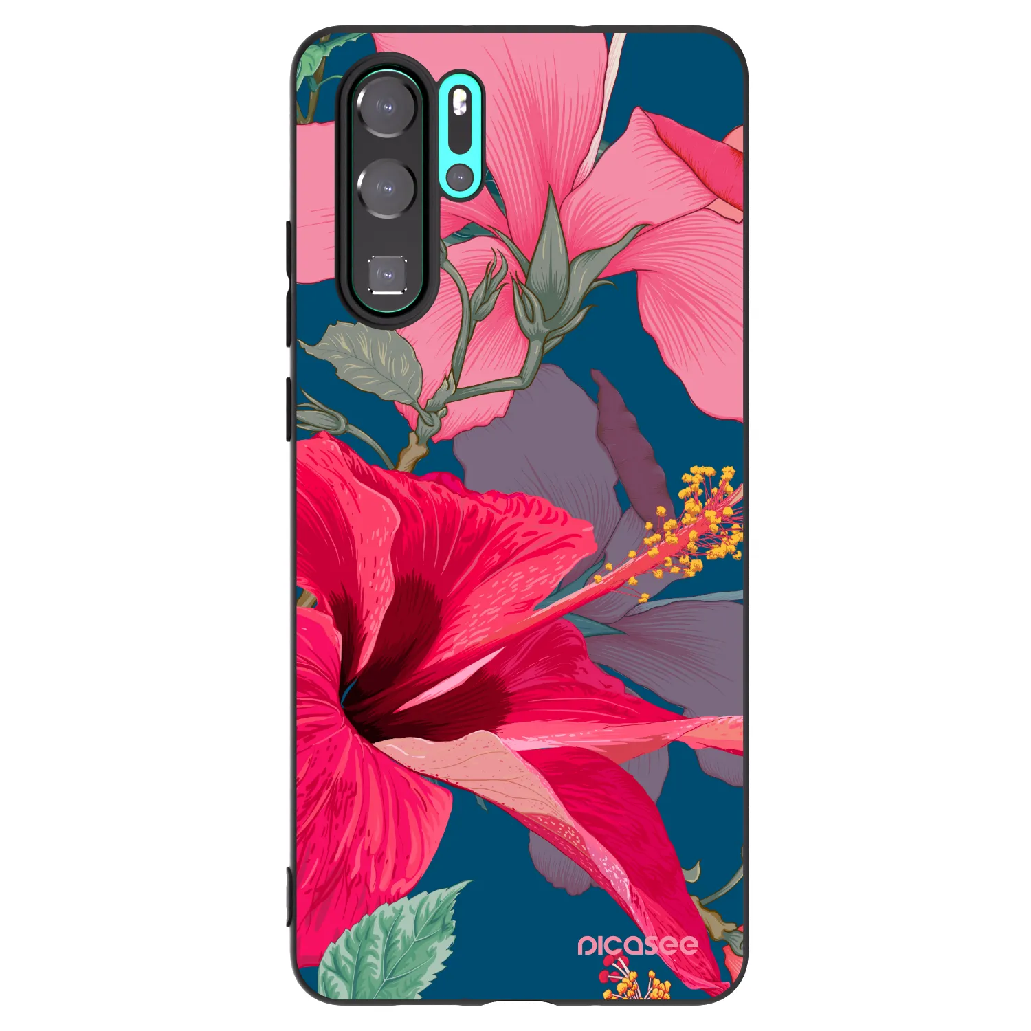 Picasee silikonový černý obal pro Huawei P30 Pro - Hibiscus