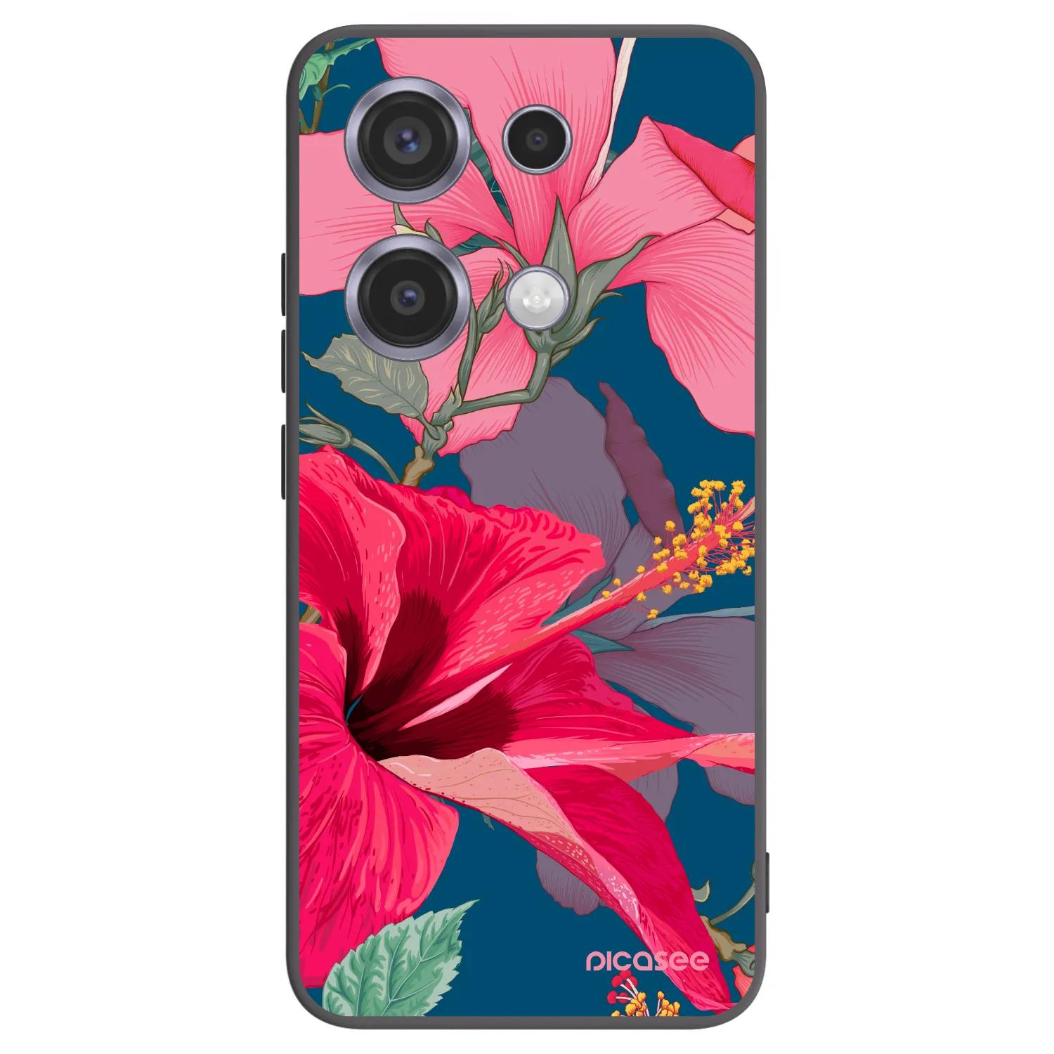 Picasee silikonový černý obal pro Xiaomi Redmi Note 14S - Hibiscus