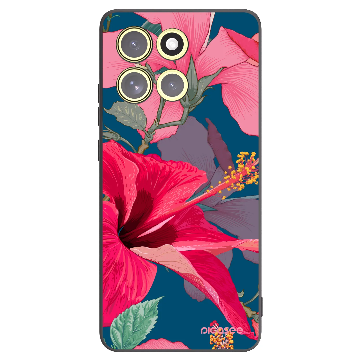 Picasee silikonový černý obal pro Motorola Moto G86 Power 5G - Hibiscus