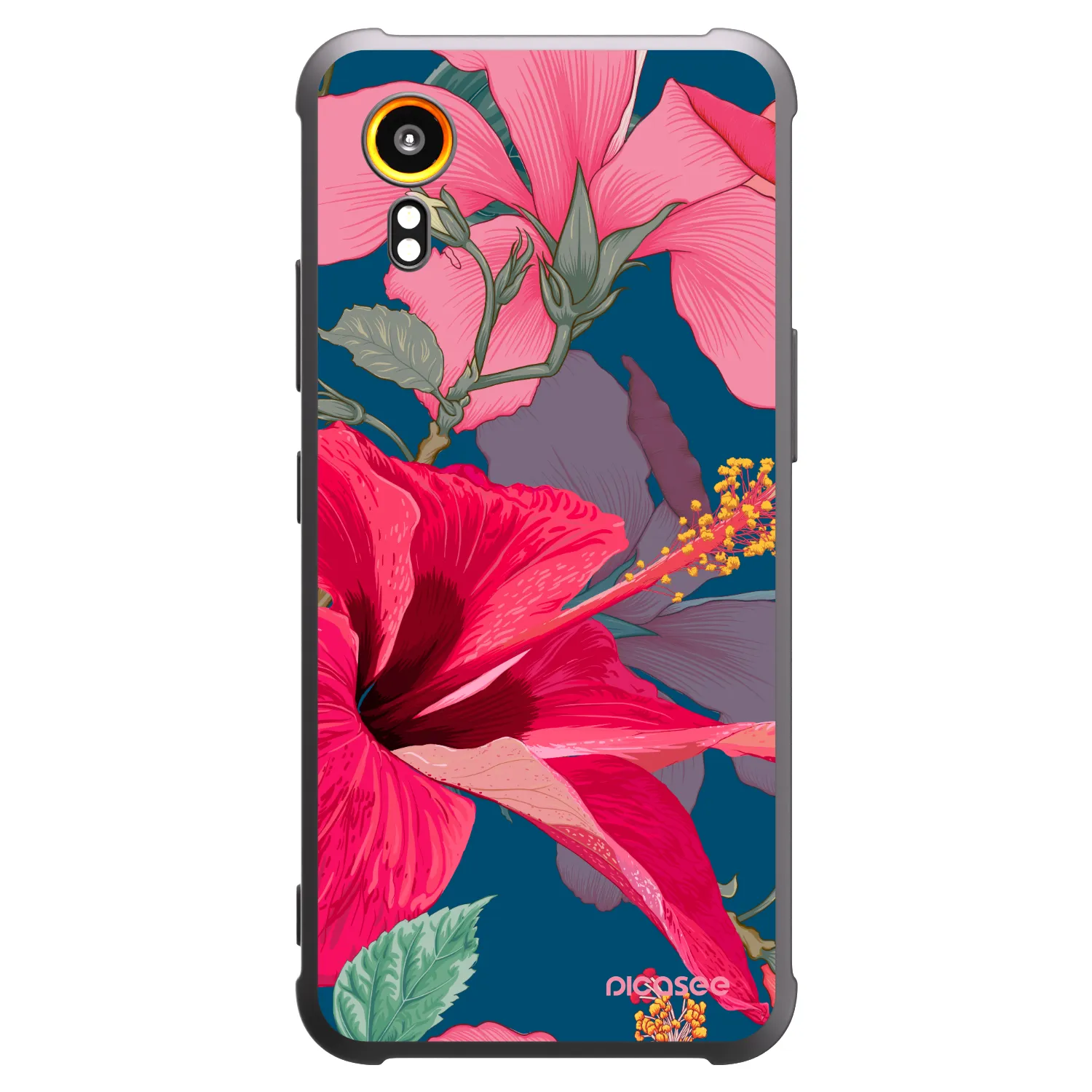Picasee silikonový černý obal pro Samsung Galaxy Xcover 7 - Hibiscus