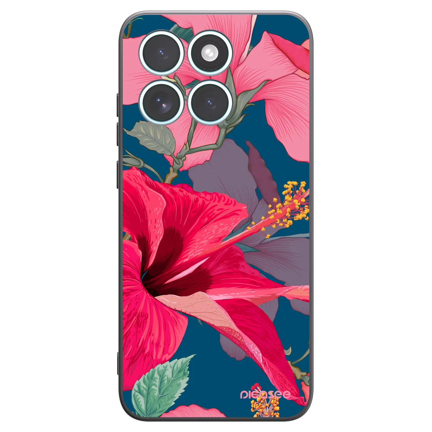 Picasee silikonový černý obal pro Motorola Edge 70 Fusion - Hibiscus