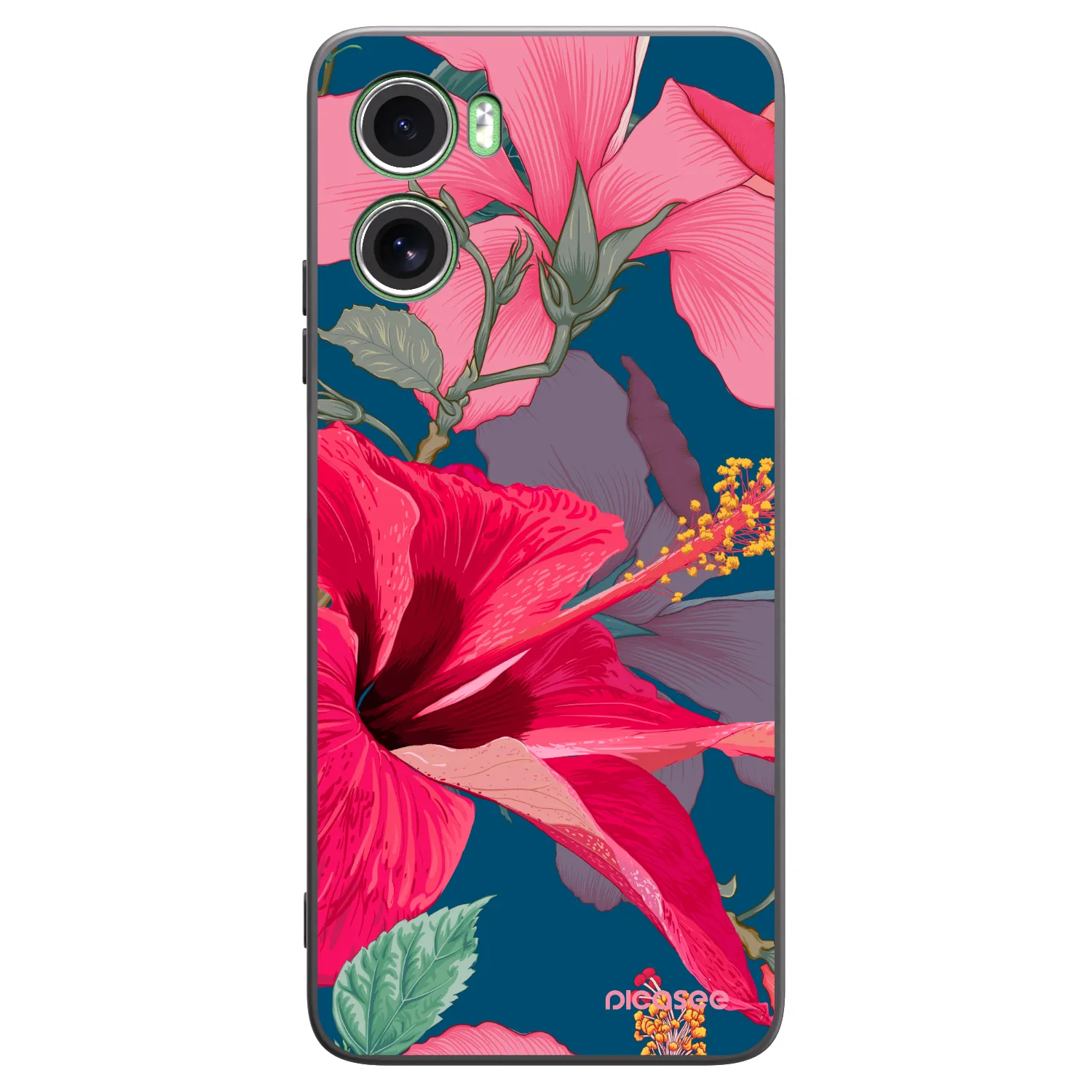 Picasee silikonový černý obal pro Motorola Moto G06 - Hibiscus