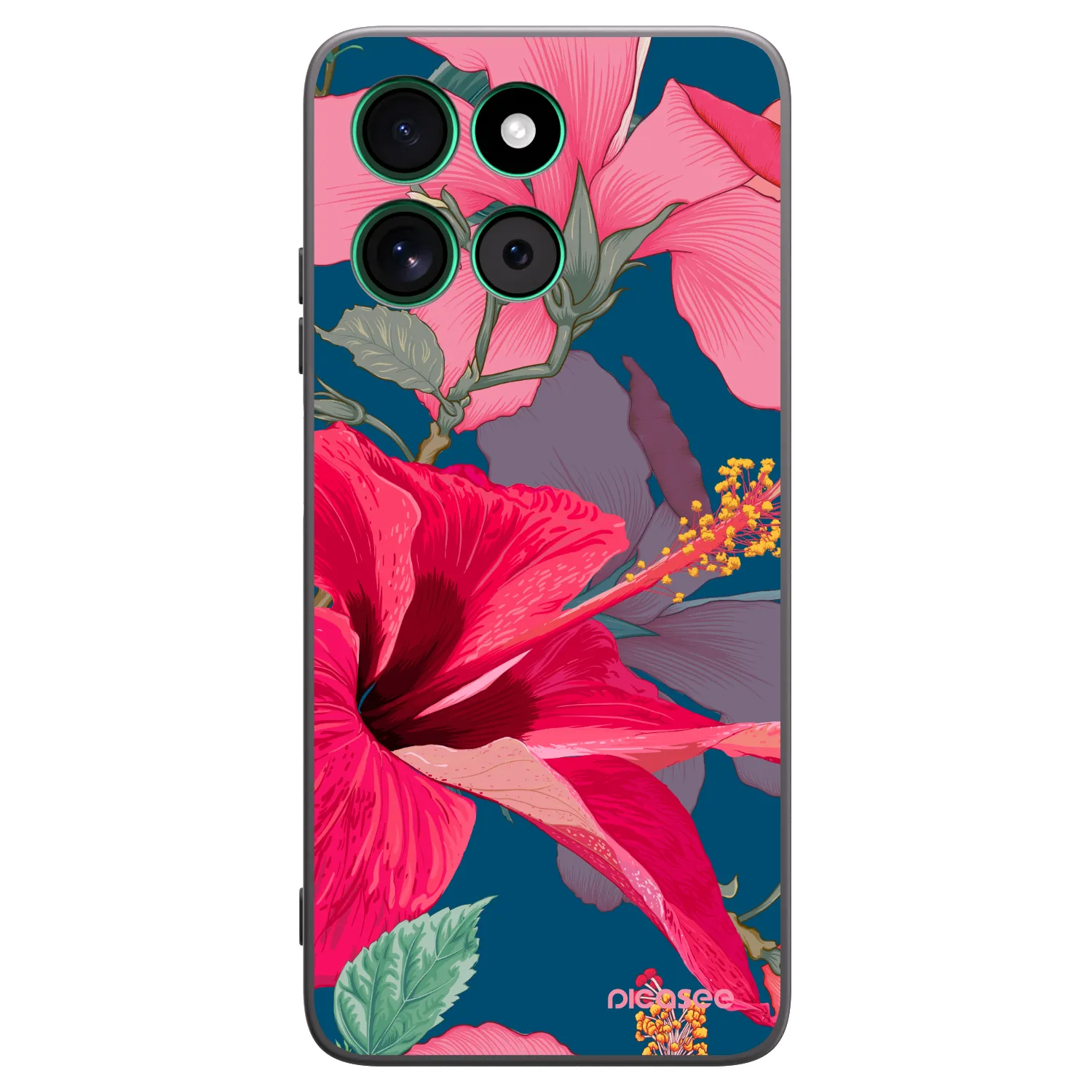 Picasee silikonový černý obal pro Motorola Moto G57 Power - Hibiscus