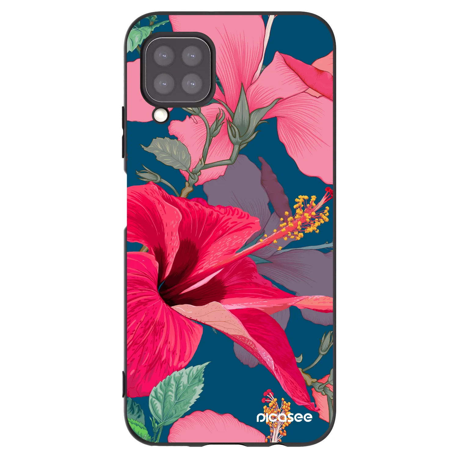 Picasee silikonový černý obal pro Huawei P40 Lite - Hibiscus