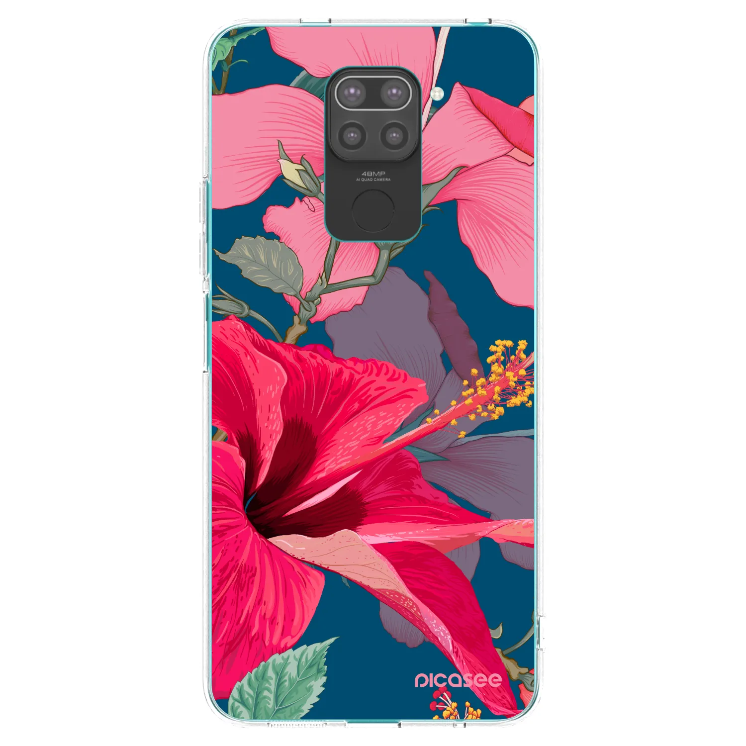 Picasee silikonový černý obal pro Xiaomi Redmi Note 9 - Hibiscus