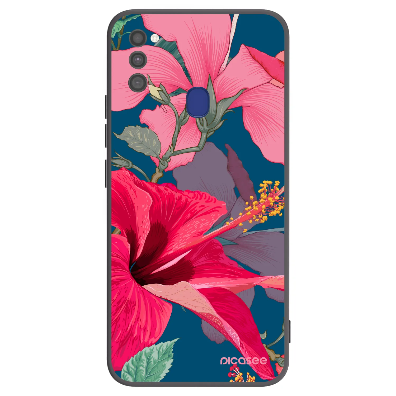Picasee silikonový černý obal pro Samsung Galaxy M21 M215F - Hibiscus