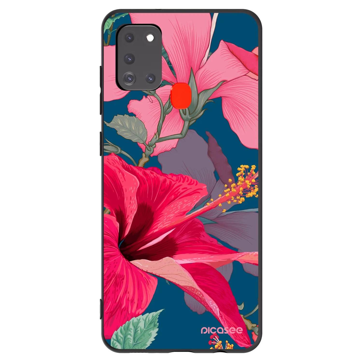 Picasee silikonový černý obal pro Samsung Galaxy A21s - Hibiscus