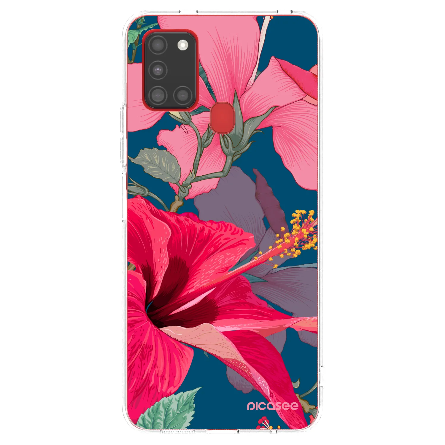 Picasee silikonový průhledný obal pro Samsung Galaxy A21s - Hibiscus