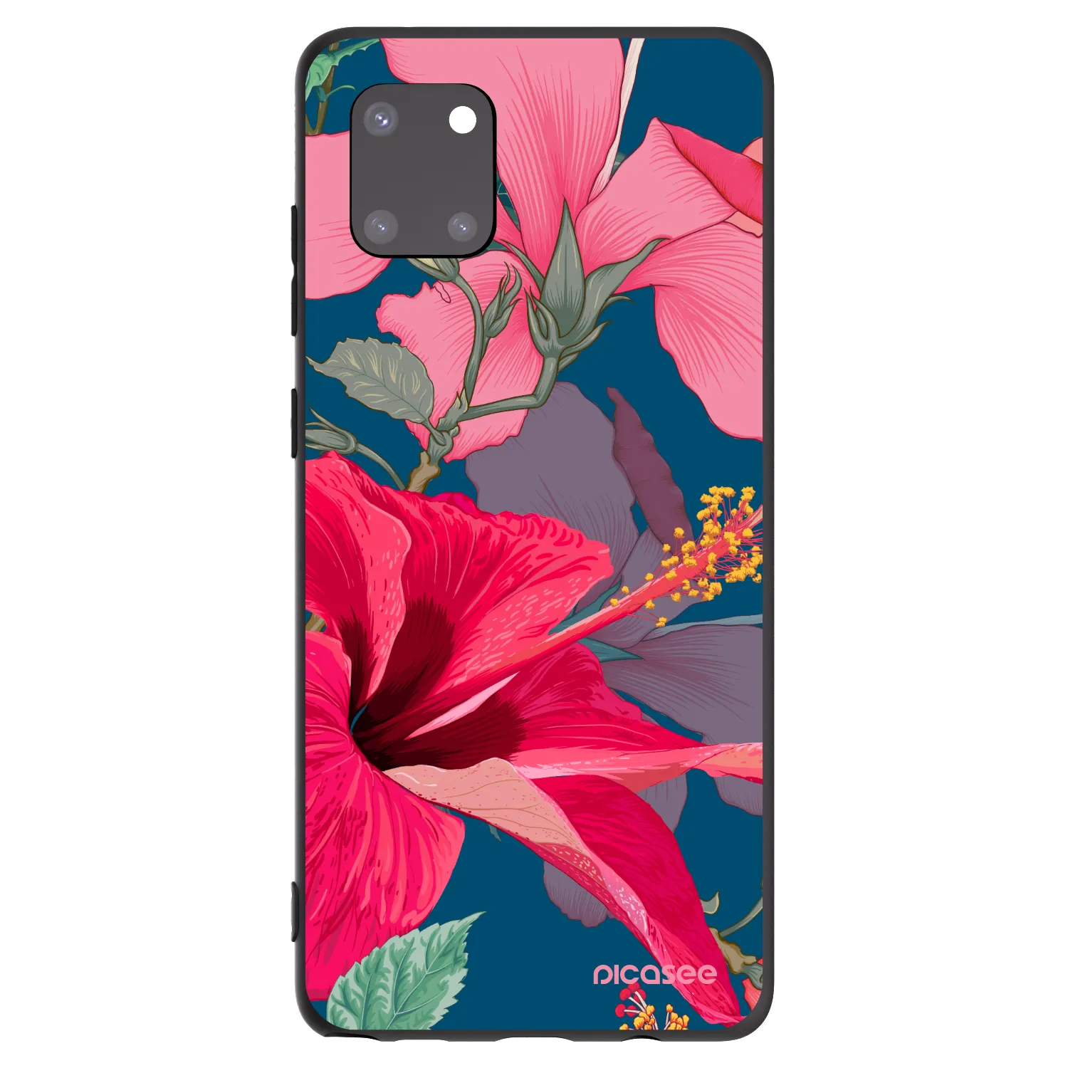 Picasee silikonový černý obal pro Samsung Galaxy Note 10 Lite N770F - Hibiscus