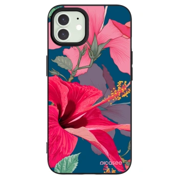 Picasee silikonový černý obal pro Apple iPhone 12 - Hibiscus