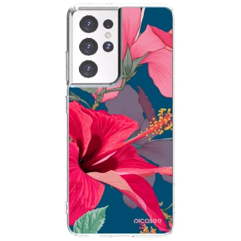 Picasee silikonový průhledný obal pro Samsung Galaxy S21 Ultra 5G G998B - Hibiscus